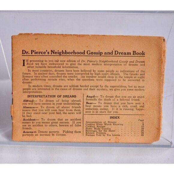 Dr Pierce's Neighborhood Gossip and Dream Book Vintage Front Cover Missing - Picture 1 of 4